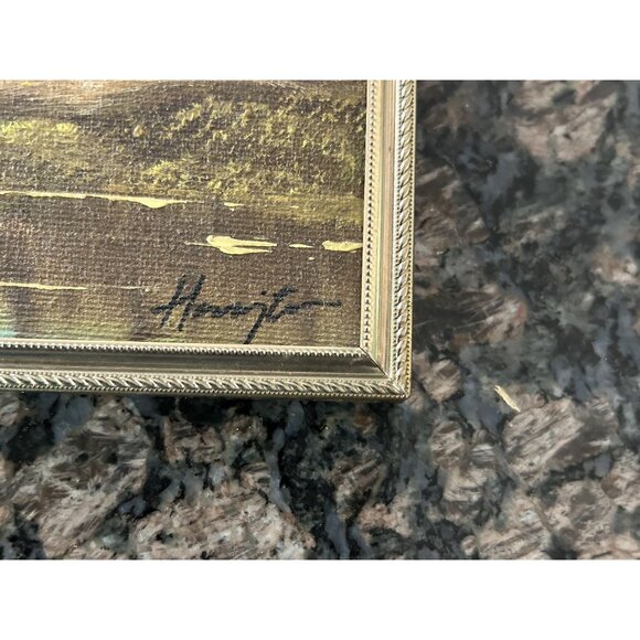 Fall Landscape Oil Painting On Board Mountain Lake Trees 8 x 10 - Picture 5 of 7